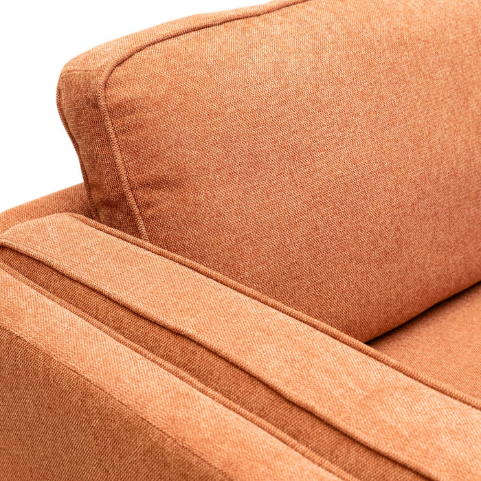 Sofa Kassia de Kort & Co. de 80 po de format condo en tissu d’apparence lin avec base et pattes en bois - orange