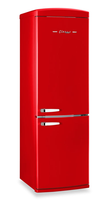 Réfrigérateur Classic Rétro par Unique de 24 po et de 12 pi3 à congélateur inférieur - pomme rouge bonbon - UGP-340L AC R