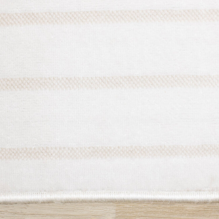 Carpette lavable Fresh beige à rayures modernes - 2 pi 0 po x 6 pi 7 po 