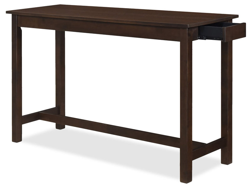 Coin-repas moderne Noah de 60 po avec 3 tabourets de hauteur comptoir et ports USB - espresso
