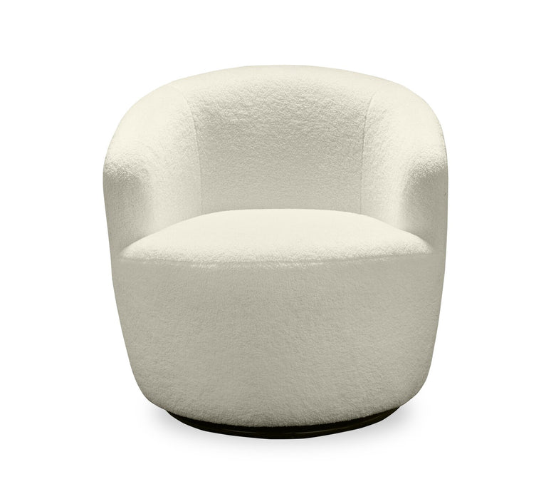 Fauteuil d’appoint pivotant courbé Ivie de 28,7 po en tissu de chenille bouclé - blanc