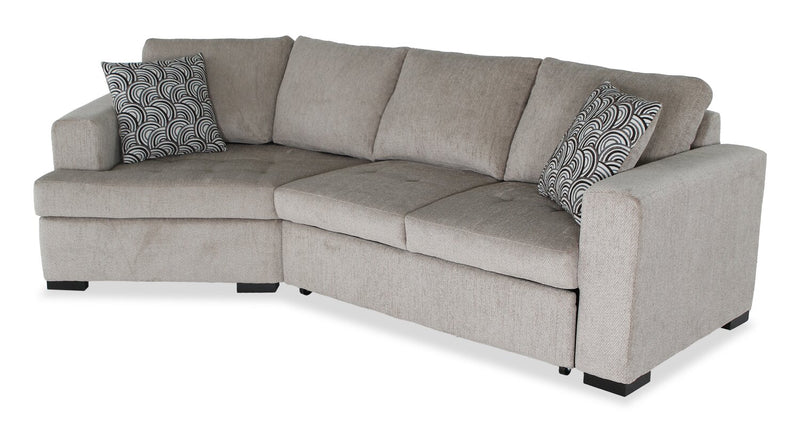 Sofa-lit sectionnel enveloppant de gauche Legend 2 pièces fabriqué au Canada en tissu de chenille - beige platine