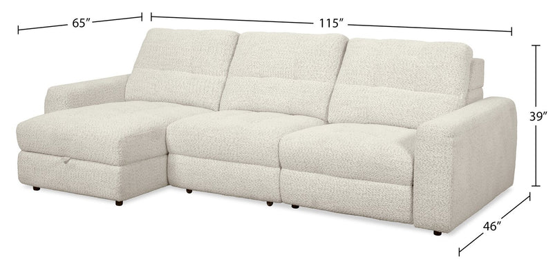 Sofa sectionnel modulaire à coulissement électrique de gauche Elevate de Scott Living 3 pièces en tissu de chenille - beige