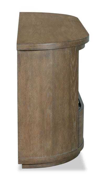 Table de salon moderne ronde Eldon de 60 po en bois massif avec rangement - marsouin