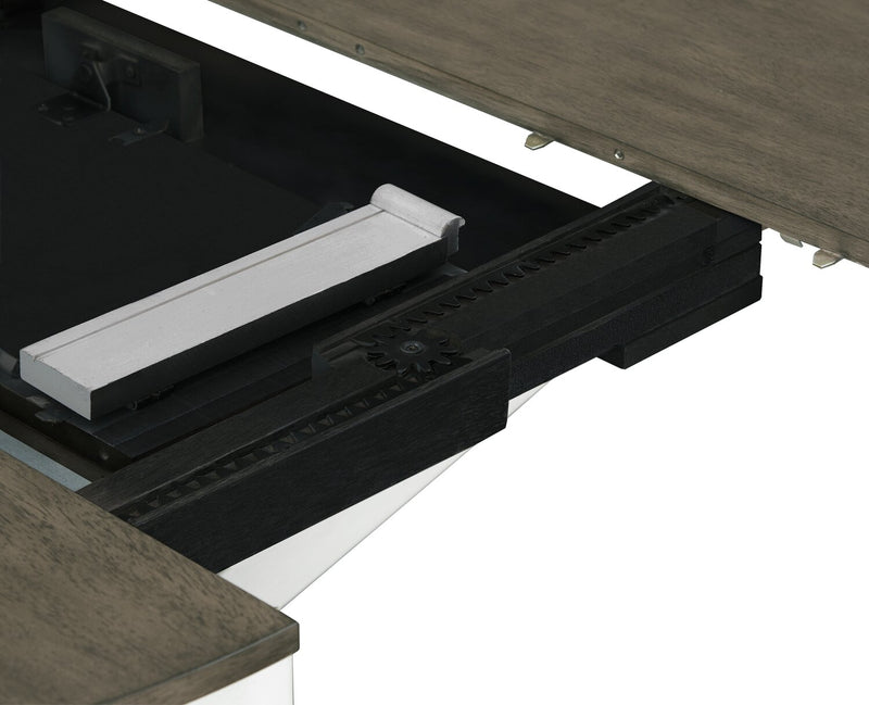 Table de salle à manger ronde Brook de 42 po à 54 po (L) avec rallonge - blanche et brune