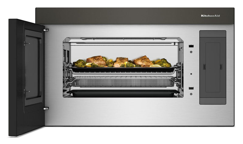 Four à micro-ondes à hotte intégrée intelligent multifonctionnel KitchenAid à installation affleurée - Minerai noir  - YKMMF730PBE