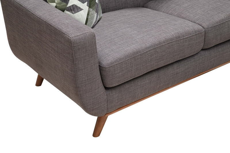 Sofa Freeman Kort & Co. de 88 po en tissu d’apparence lin avec pattes en bois et coussins de dossier capitonnés - gris anthracite