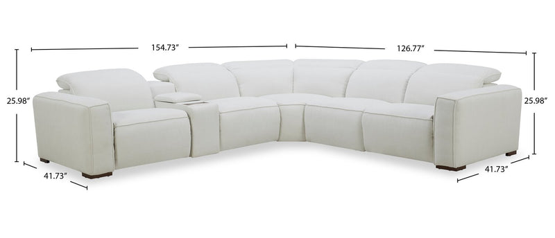 Sofa sectionnel inclinaison électrique Essence 6 pièces avec appuie-têtes électriques - ivoire