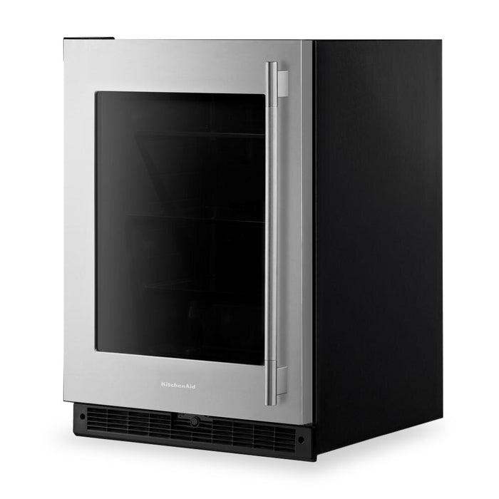 Réfrigérateur sous le comptoir KitchenAid 24\" 5,2 pi³ avec porte en verre – KURL324SSB