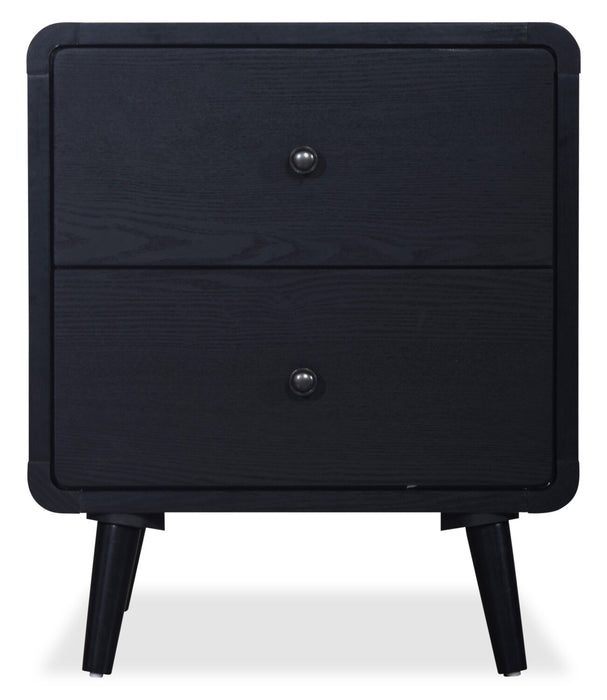 Ensemble de chambre à coucher Milan 6 pièces de style moderne du milieu du 20e siècle avec lit, commode, miroir et table de nuit, noir - très grand lit