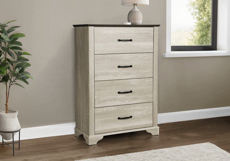 Commode verticale de chambre à coucher Clara de 32 po (L) x 46 po (H) à 4 tiroirs - chêne blanchi et brun