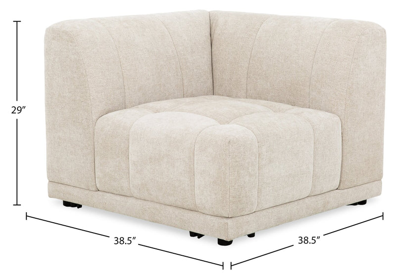Fauteuil en coin modulaire Oaklyn Kort & Co. de 38,5 po en tissu avec coussin de siège capitonné - beige