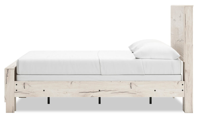 Lit à panneaux Derekson avec tête de lit et cadre de lit, blanc rustique - format lit double