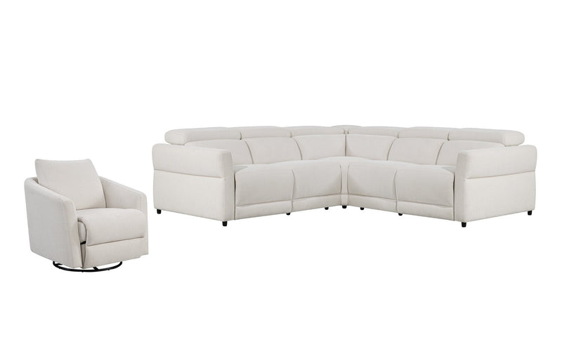 Sofa sectionnel à inclinaison électrique Aspen de Cindy Crawford Home 3 pièces avec appuie-têtes électriques et port USB - albâtre