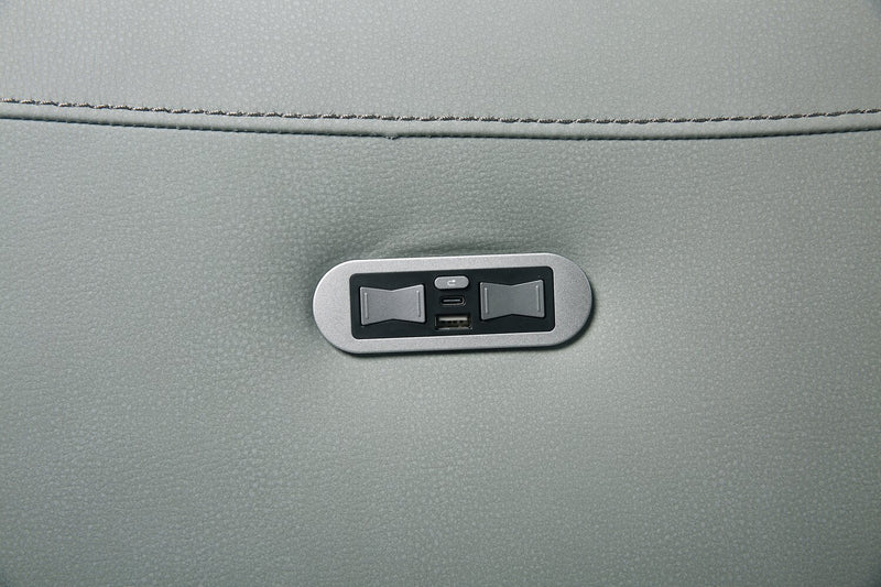 Sofa à inclinaison électrique Gianna de 76 po en cuir véritable avec appuie-têtes électriques et ports USB - bleu spa