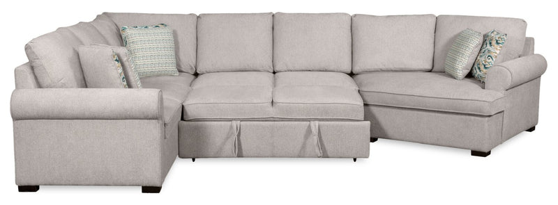 Sofa-lit sectionnel enveloppant de droite Haven de Scott Living 3 pièces en tissu de chenille - gris 