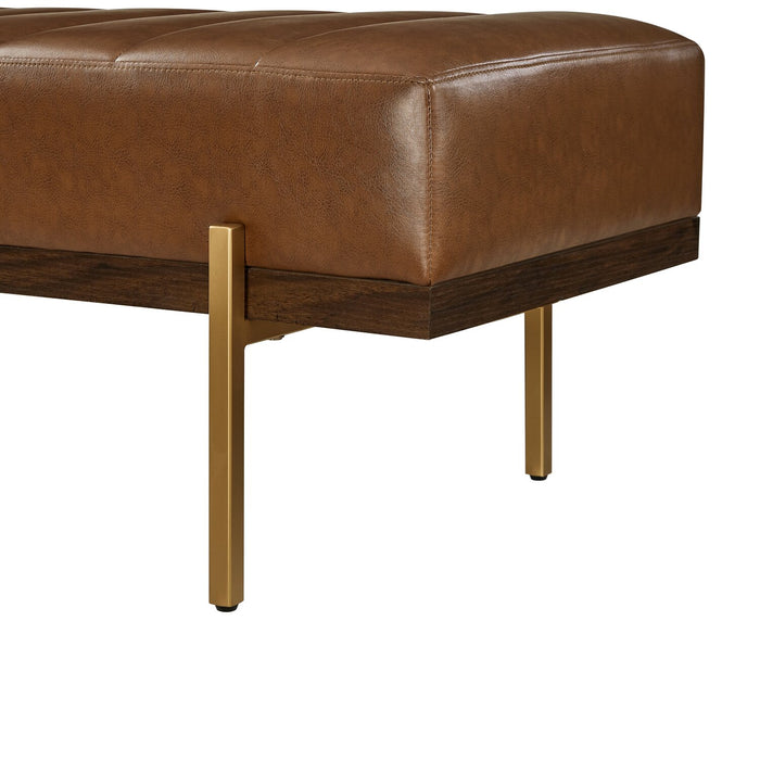 Banc Linden de 55 po en similicuir - brun