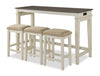 Console contemporaine Nyles de 60 po avec 3 tabourets de hauteur comptoir et ports USB - babeurre