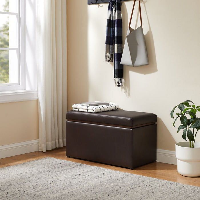 Pouf de rangement Edmonton de 32 po en similicuir - espresso