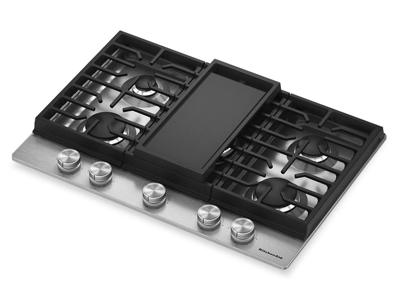 Surface de cuisson KitchenAid au gaz sur métal avec fini CookShield - acier inoxydable - KCGK730SSS
