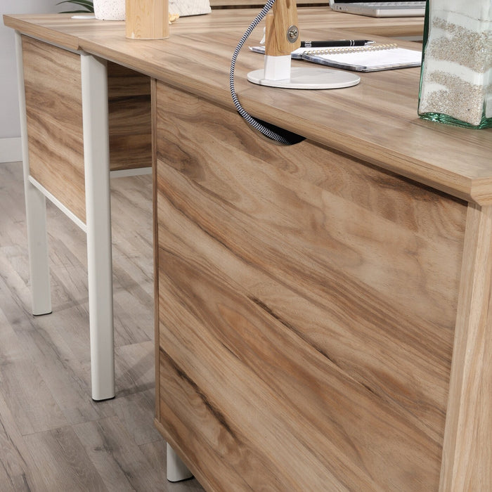 Bureau en forme de L Harrison de 65.35 po à 2 tiroirs - acacia séché au séchoir 