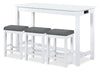 Coin-repas moderne Noah de 60 po avec 3 tabourets de hauteur comptoir et ports USB - blanche