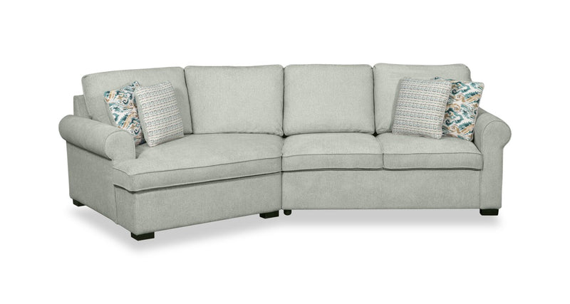 Sofa sectionnel enveloppant de gauche Haven de Scott Living 2 pièces en tissu de chenille - bleu écume de mer