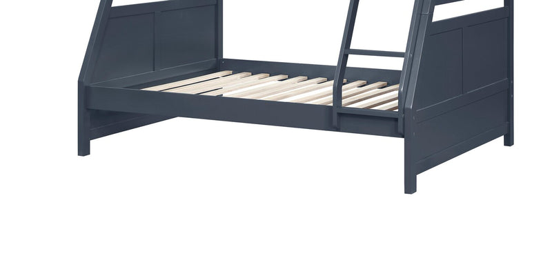 Lits superposés Quinn pour enfants avec échelle et garde-corps, bleus - simple et double