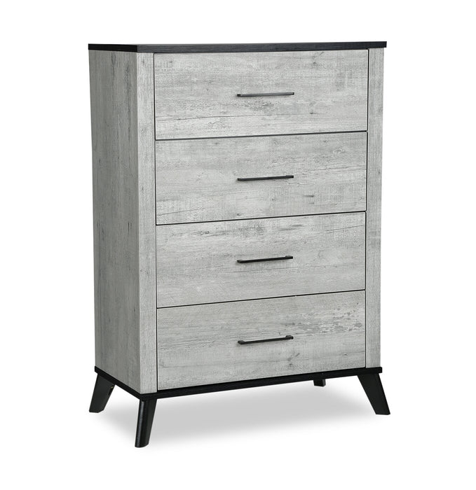 Commode verticale de chambre à coucher Blake de 33 po (L) x 45 po (H) à 4 tiroirs - grise et noire