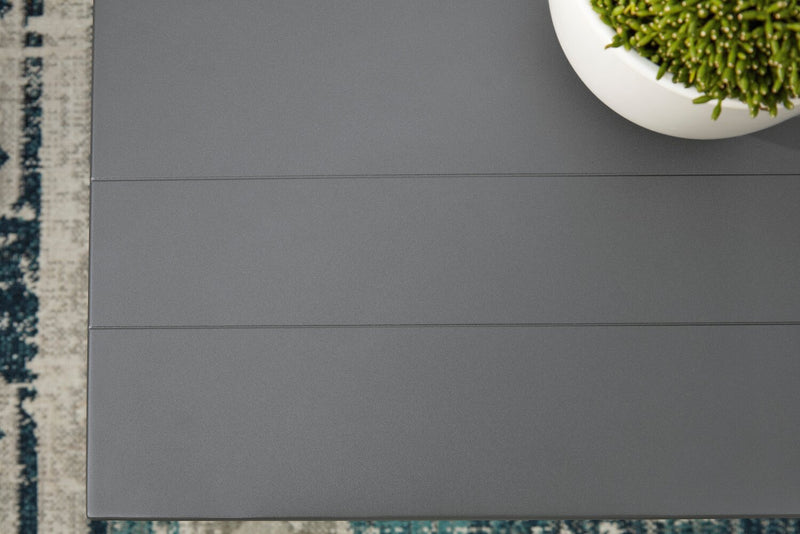 Ensemble Barrie 4 pièces pour la terrasse à l’extérieur avec sofa, 2 fauteuils et table - aluminium - bleu et gris