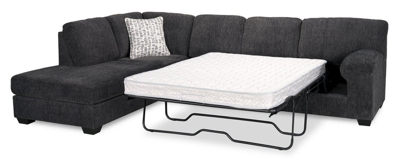 Sofa-lit sectionnel de gauche Morgan 2 pièces fabriqué au Canada en tissu de chenille avec coussins décoratifs - gris