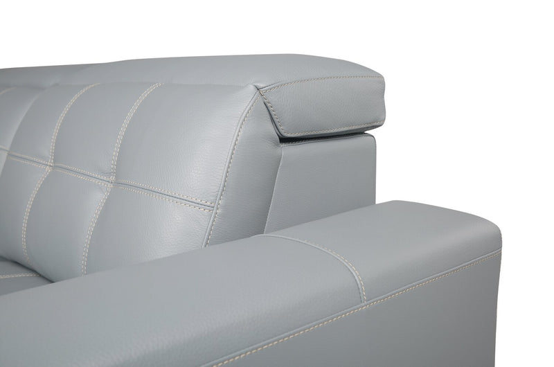 Sofa sectionnel à inclinaison électrique Geneva 3 pièces en cuir véritable avec appuie-têtes électriques et port USB - bleu piscine