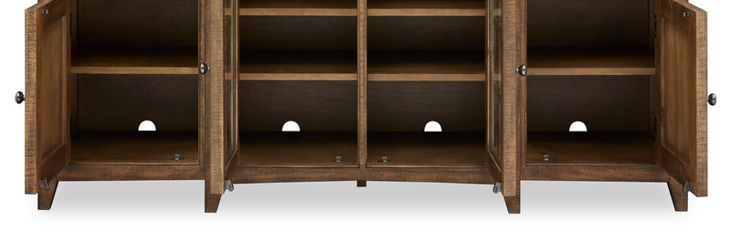 Meuble pour téléviseur traditionnel Wesley de 70 po avec rangement et système de gestion des câbles pour téléviseurs jusqu’à 75 po - muscade grillée