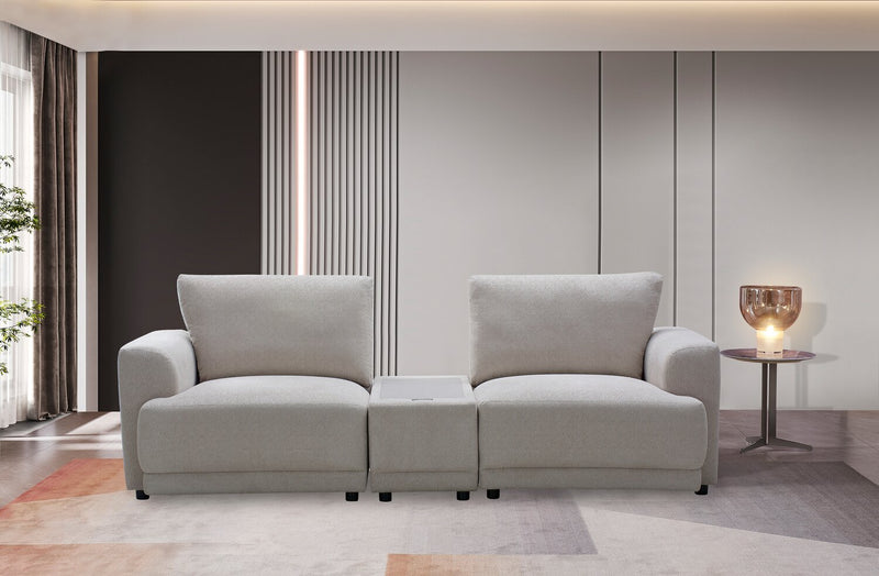 Sofa sectionnel modulaire en forme de U Voyage 3 pièces en tissu avec console et coussins de dossier amovibles - taupe