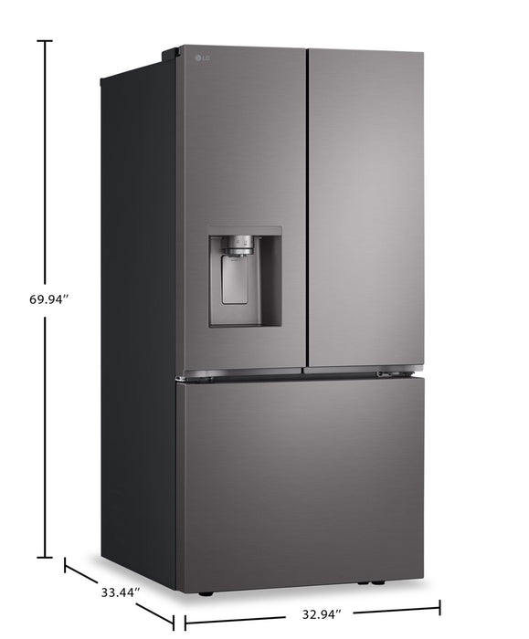 Réfrigérateur LG de 33 po et de 25 pi³ à portes françaises avec machine à glaçons double - acier inoxydable noir - LF25S6330D