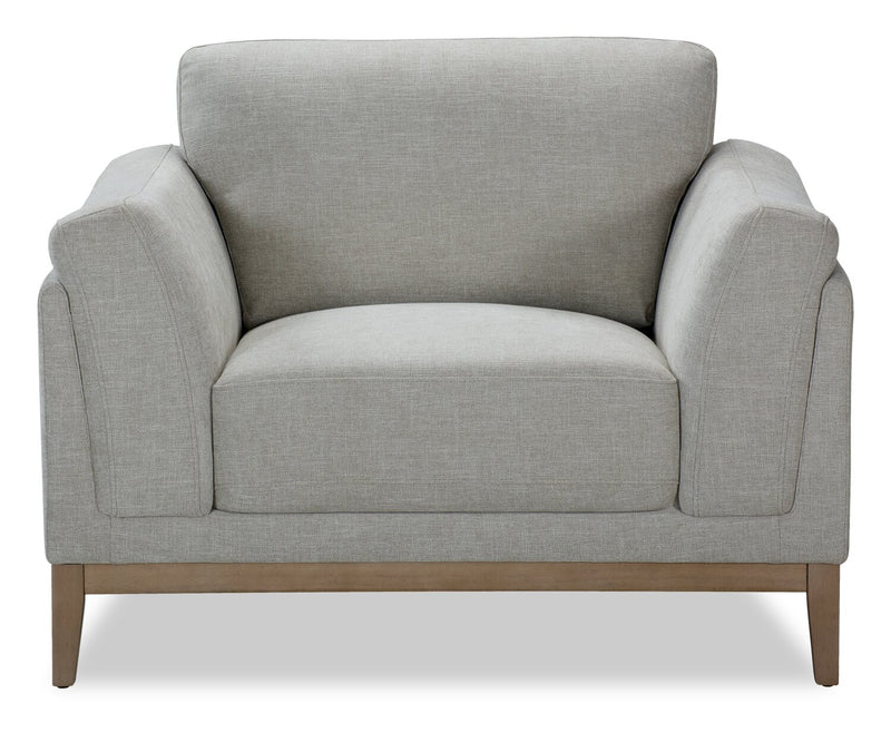 Fauteuil Valley de 44 po en tissu avec base et pattes en hévéa - sable