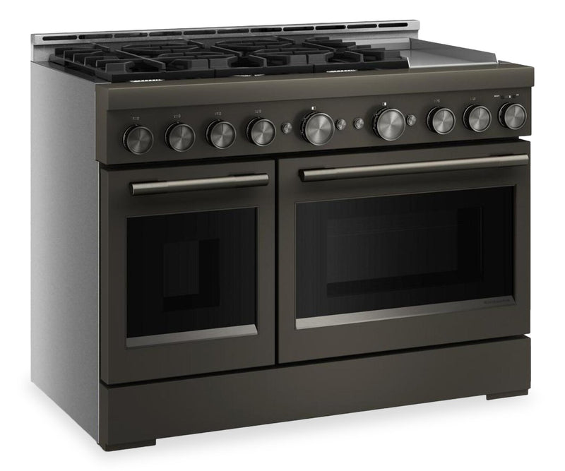 Cuisinière à gaz KitchenAid de 6,3 pi³ de style commercial à 6 brûleurs - minerai noir - KFGD948SBE