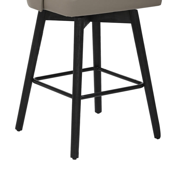 Tabouret Nash de hauteur comptoir en tissu de cuir végétalien et en métal avec siège pivotant - taupe