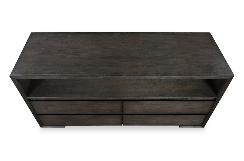 Meuble pour téléviseur Zelda de 64 po avec rangement et système de gestion des câbles - moka chaud