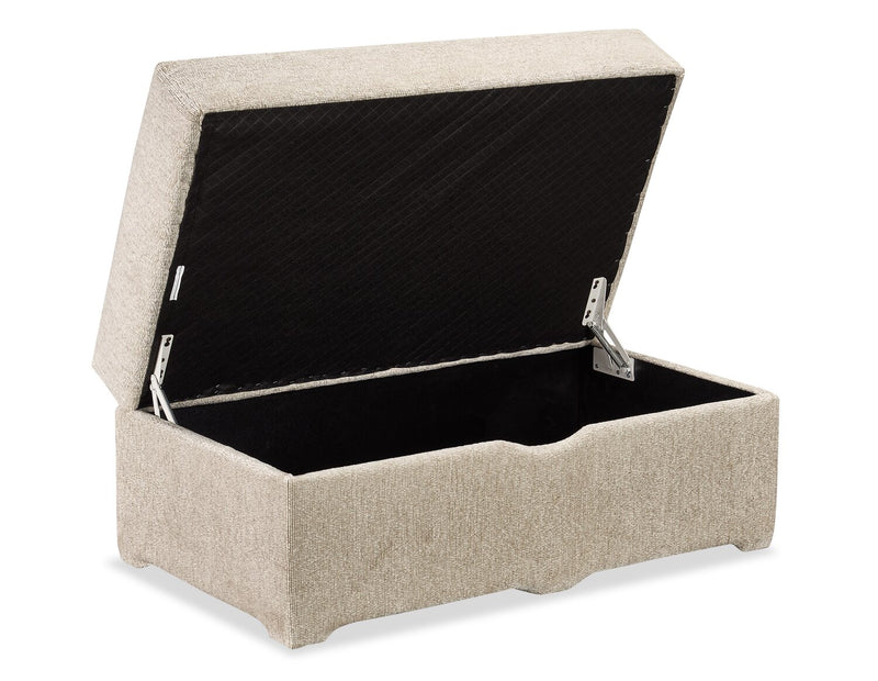 Pouf de rangement Lennox de 40 po fabriqué au Canada en tissu de chenille - taupe