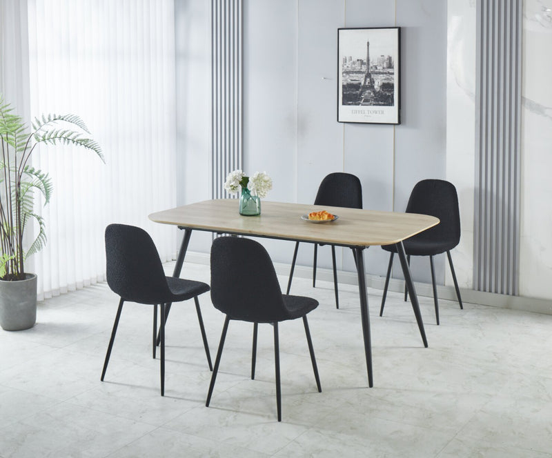 Chaise de salle à manger Joss en tissu de polyester et en métal - noire