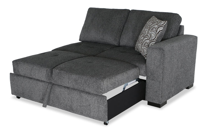 Sofa-lit sectionnel enveloppant de gauche Legend 2 pièces fabriqué au Canada en tissu de chenille - gris poivre