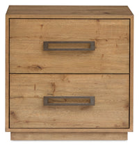  Table de nuit Henri de Scott Living de 26 po (L) x 26 po (H) en bois à 2 tiroirs avec ports USB - brune