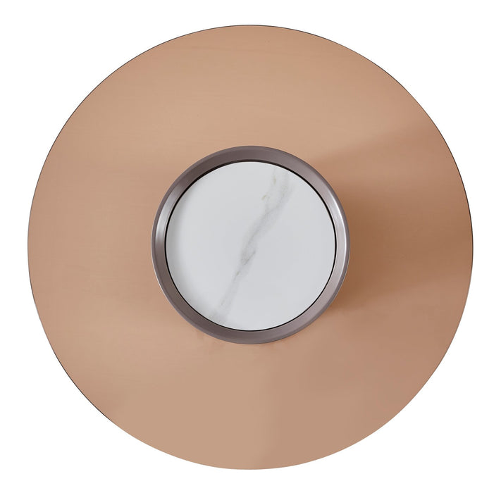 Table de bout ronde moderne Circa de 23,6 po - verre trempé ambré et bois noir CIRCAETB