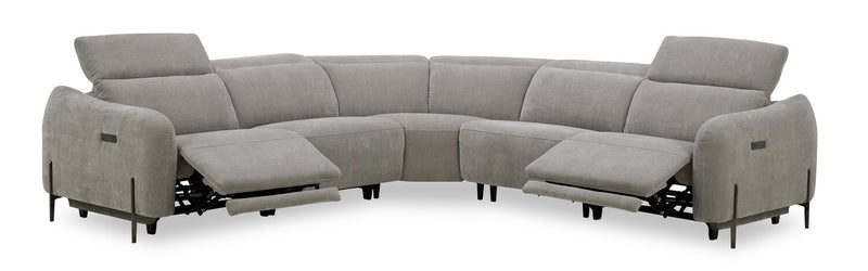 Sofa sectionnel à inclinaison électrique Caprice 5 pièces avec appuie-têtes électriques - truffe