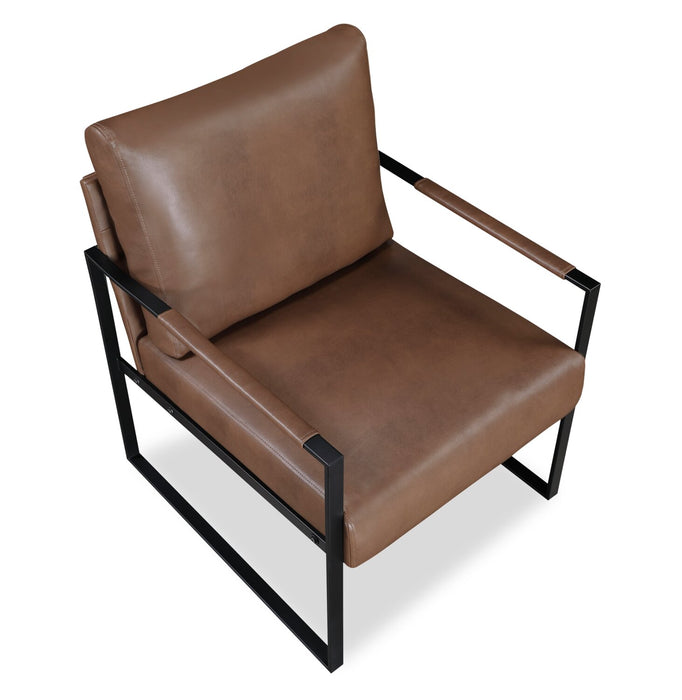Fauteuil d’appoint Nico de 24,75 po en similicuir avec pattes en métal - brun 