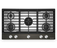 Surface de cuisson à gaz sur métal KitchenAid avec grille pour wok intégrée - minerai noir - KCGK736SBE