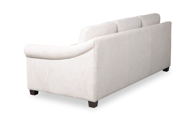 Sofa Mallie de 84 po en tissu de chenille avec accoudoirs enroulés et pattes en bois - blanc coquillage