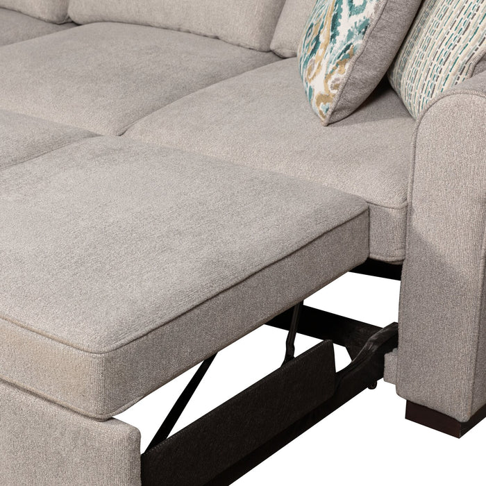 Sofa-lit sectionnel de droite Haven de Scott Living 4 pièces en tissu de chenille avec fauteuil long de rangement - gris