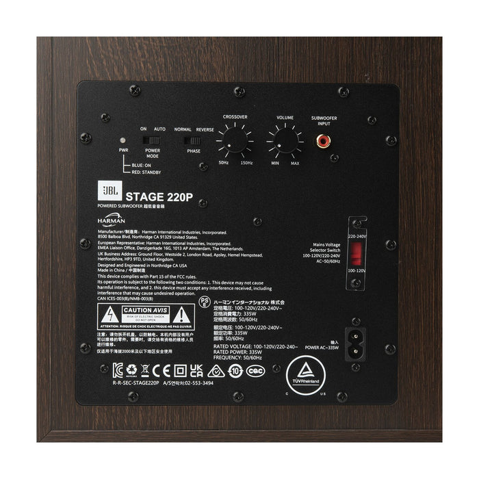 Caisson d’extrêmes graves amplifié de 500 W JBL Stage 220P de 12 po – noir (JBL220PBLKAM)